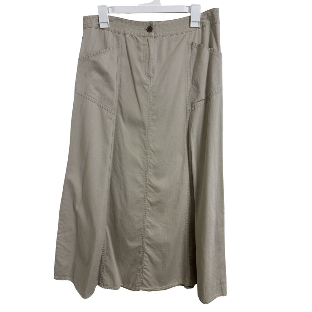 Cottagecore Khaki Maxi Skirt Size 10 Prairie Coastal Cowgirl Rodeo Western Boho